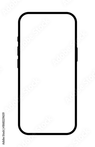 Mobile phone mockup, black models smartphone template, front view. Smartphone mockup with transparent screen isolated on transparent background. Mobile phone model.