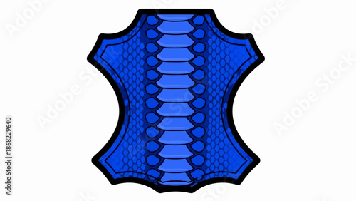 Bright blue python skin pattern on a stylized leather hide shape