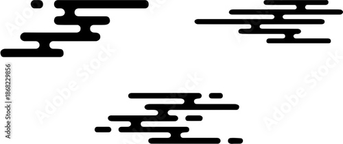 Traditional Japanese Clouds Pattern Silhouette, Oriental Decorative Ornament Vector