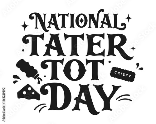 National Tater Tot Day Celebration Food Vector Illustration Isolated on White