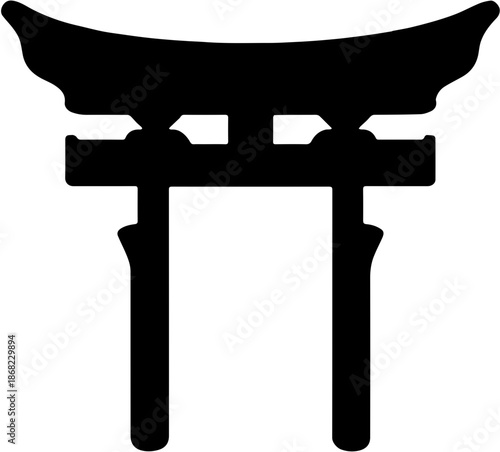 Silhouette of a classic shinto torii gate icon
