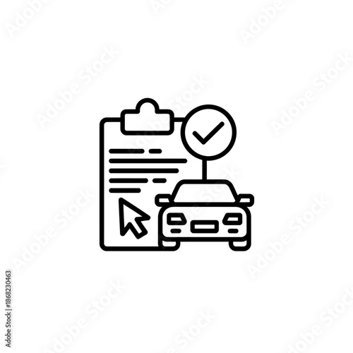 Streamlined online vehicle registration and car document approval process icon