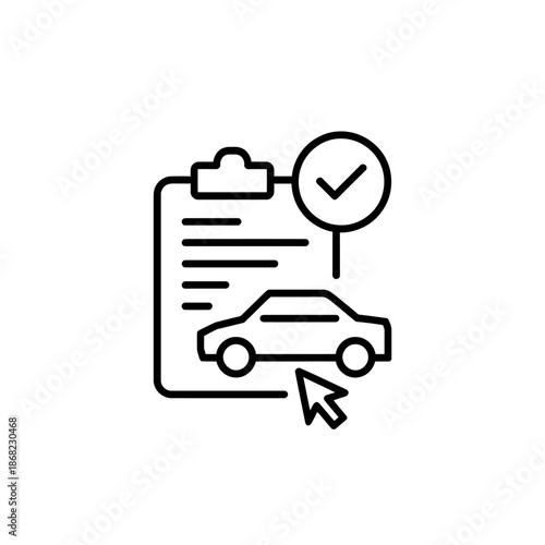 Online vehicle documentation and selection confirmed: auto service icon