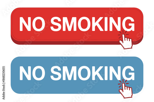 No smoking button with clicking mouse cursor for health and prohibition messages