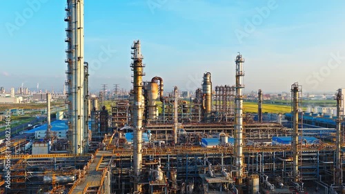 Wallpaper Mural Aerial shot of modern oil refinery and chemical plant with pipeline equipment in large industrial area Torontodigital.ca