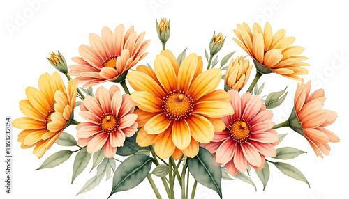 Bright Orange and Peach Gerbera Daisy Bouquet