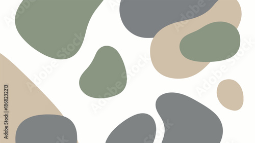 Abstract organic shapes in muted earth tones on white background, minimalist design
