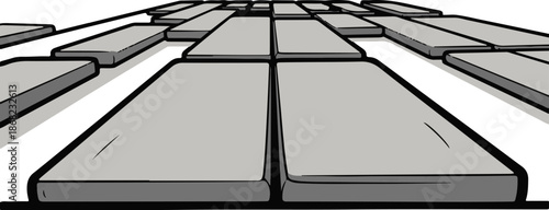 Abstract perspective of gray rectangular shapes forming a pathway or grid