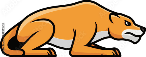 An orange cartoon wildcat crouches low, looking aggressive
