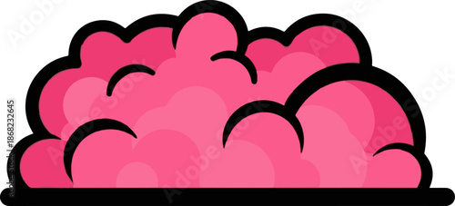 Abstract pink cloud-like shapes with thick black outlines and gradient shading