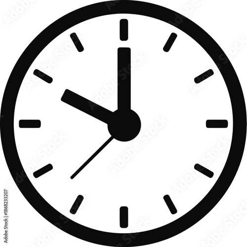 Simple black clock face showing time