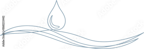 Simple line art of water droplet on wave