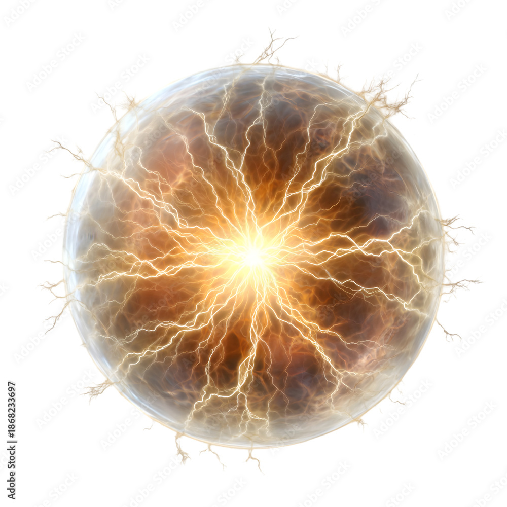Fototapeta premium Glowing Plasma Ball with Electric Tendrils and Radiant Energy Burst