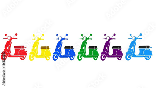 Colorful scooter silhouettes transportation icons in vector illustration