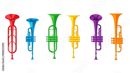 Colorful trumpets illustration musical instruments in vector style design