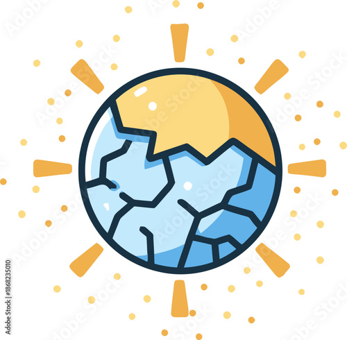Cracked Ozone Layer Icon Symbolizing Pollution Damage