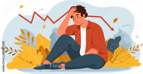 Economic Crisis and Financial Fall Concept Illustration