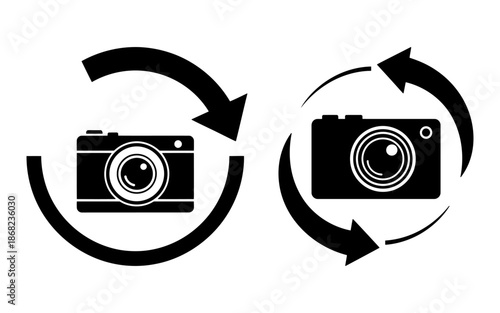 Camera lens rotation photography refresh icon set for digital media and video editing