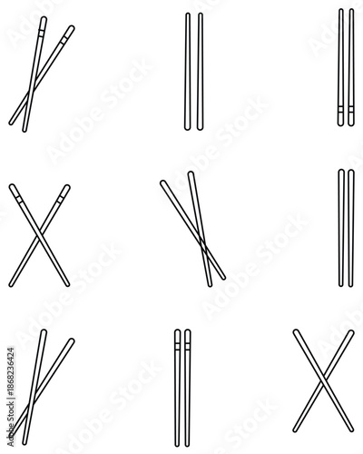 Minimal Chopsticks Icon Set – Flat, Line & Symbol Collection for Web and Mobile Design