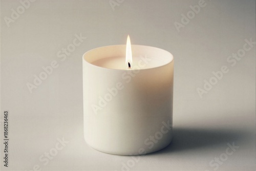 Wallpaper Mural Minimalist White Candle with Flame in Soft Natural Light Torontodigital.ca