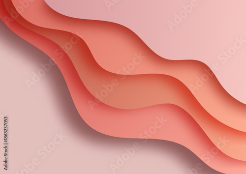Abstract pastel coloured waves background in shades of pink
