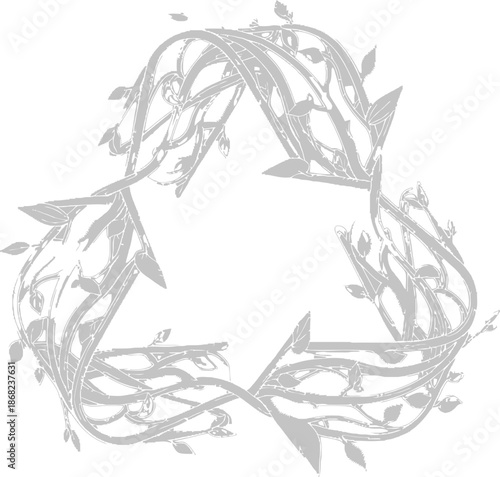 Delicate wreath of twigs and leaves in circular formation