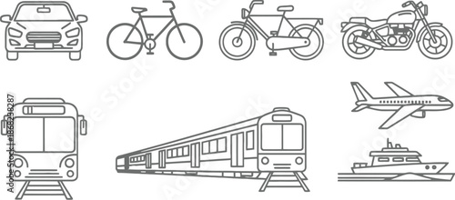 Different modes of transportation illustrated