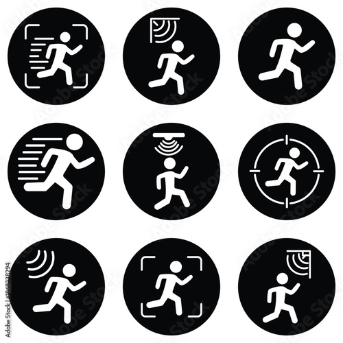 Motion Sensor Icon Set – Security, Detection & Smart Home Vector Collection