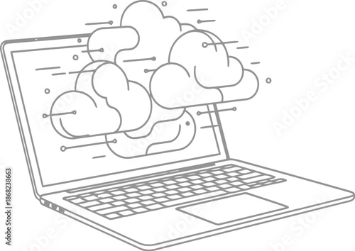 Cloud computing concept with laptop