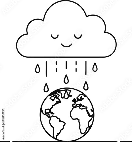 Happy cloud raining on the earth