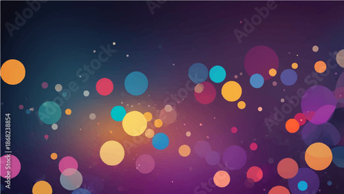 Abstract colorful vector background with bright bokeh lights and glowing pink and purple glitter stars on a defocused shiny holiday backdrop