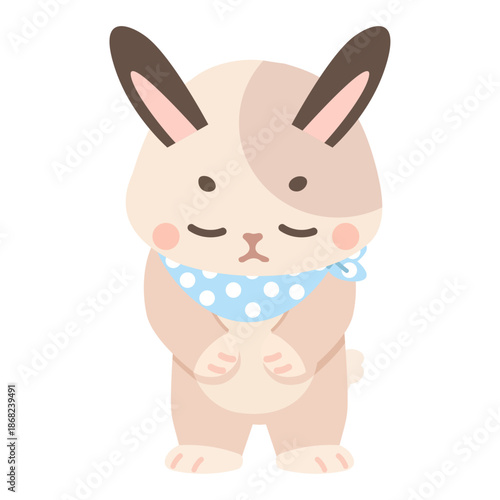 Cute Cartoon Rabbit Bowing to Say Sorry or Excuse Me