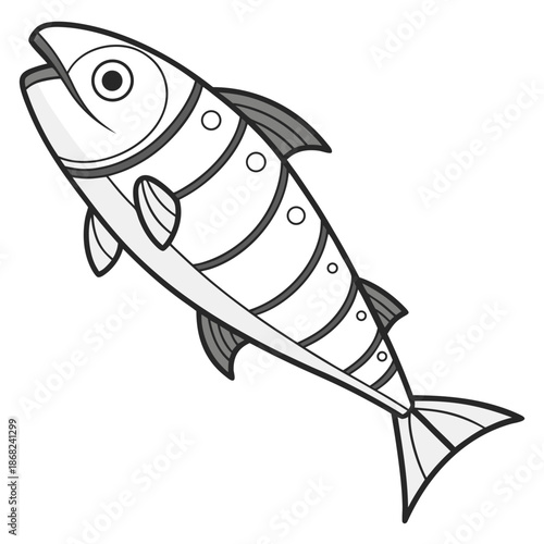 Marine robotic fish for environmental monitoring and data collection, autonomous biomimetic underwater drone for ocean research, vector design.