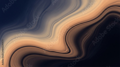 Abstract Marble-Ink Gradient Background with Swirling Veins in Navy, Sand, and Black, Expressive Editorial Backdrop