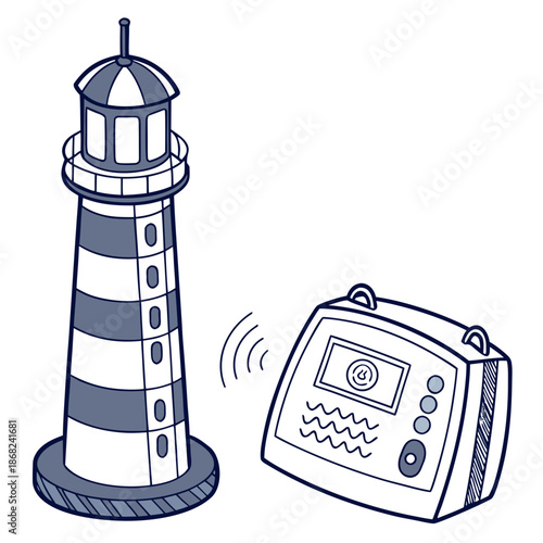 Smart Marine Emergency Communication Beacon for Distress Signaling and Maritime Safety Vector Illustration