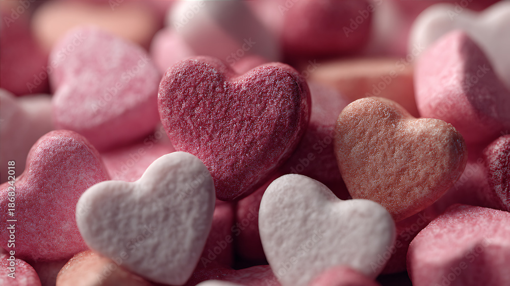 Obraz premium Love-themed heart candies in full layout, tightly grouped