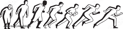 Evolution of Running Human Silhouette Motion Graphics