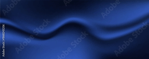 Navy blue silk satin. Silky shiny fabric. Dark luxury background with space for design. Banner. Wide. Long. Panoramic,Eps10