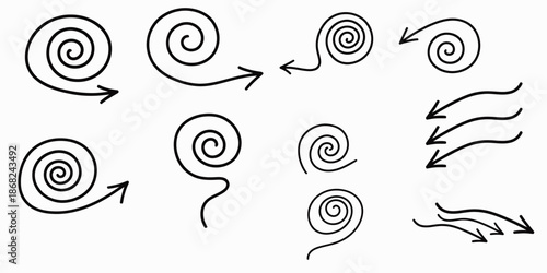 Evolution of spiral shapes with arrows