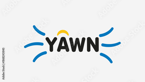 Black "YAWN" text with blue arcs on white background and yellow crescent