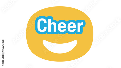 A yellow circle with a smiling face and the word "Cheer" above it