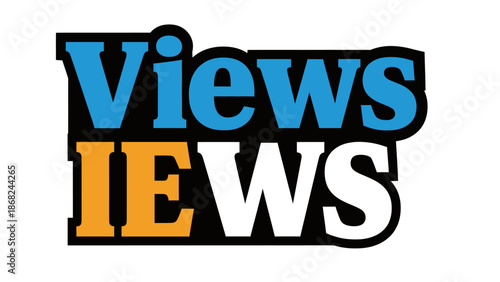 A design with the word "Views" above "IEWS". Letters are various colors with black outline
