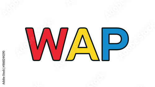 Colorful graphic on a white background spells "WAP" in red, yellow, and blue, outlined in black