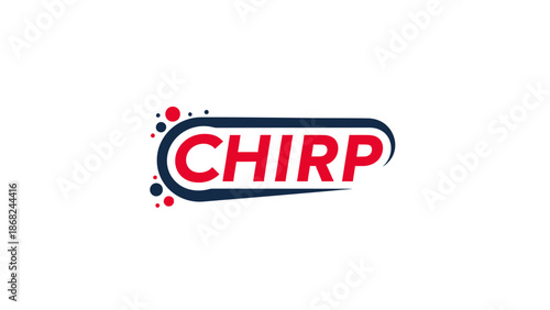 A logo design with the word "CHIRP" in red, enclosed within a navy and white oval shape