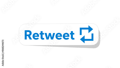 A white sticker displays the word "Retweet" with a blue arrow-loop icon