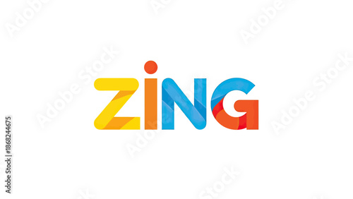 Colorful "ZING" wordmark with a dot over the "i". Letter gradients over white background