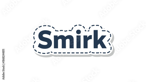 Dark blue "Smirk" text on a white background, within a cloud-like shape with dashed outline