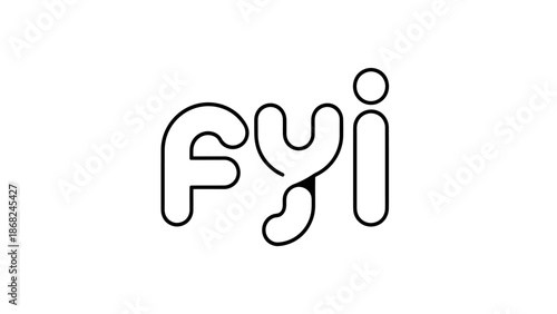 FYI" in stylized, bold black outline font on white background
