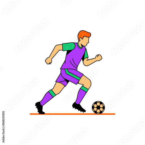 Dynamic depiction of a soccer athlete in motion, executing a run during gameplay on the field