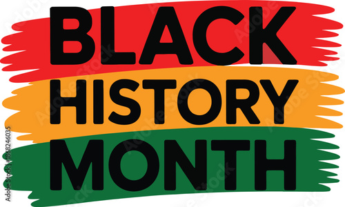 Black history month celebration logo with red yellow and green colors